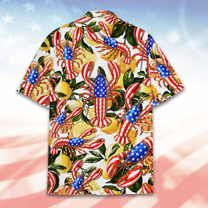 Back view of the matching family patriotic hawaiian shirt