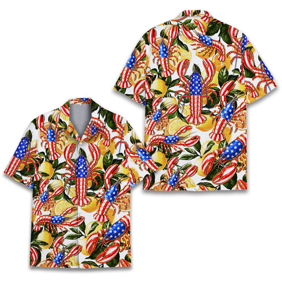 Lifestyle view of family wearing the matching hawaiian shirts