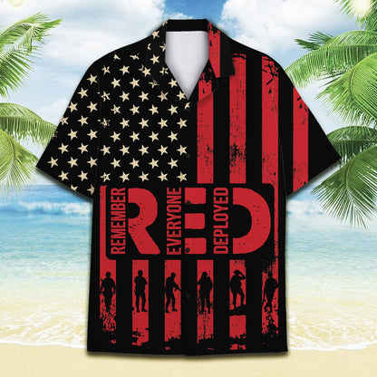 Another front view of the patriotic RED hawaiian shirt