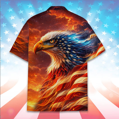 Alternate back view of the patriotic hawaiian shirt