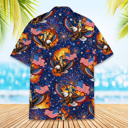Detailed back view of the matching family hawaiian shirts
