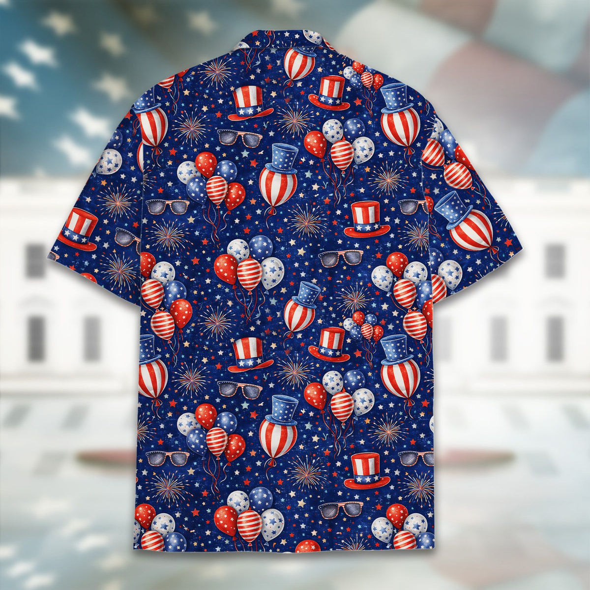 Additional back view of the holiday hawaiian shirt