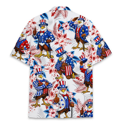 Back view of the Uncle Sam eagle patriotic hawaiian shirt