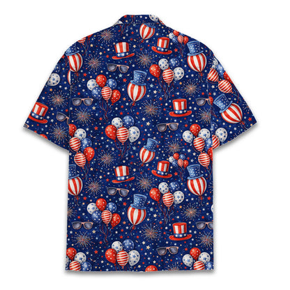 Back view of the patriotic hawaiian shirt with star background