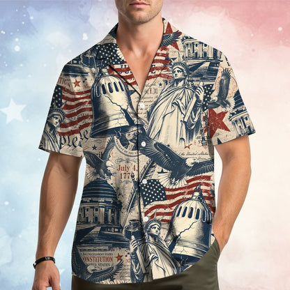 Front view of the matching family Hawaiian shirt, alternate angle