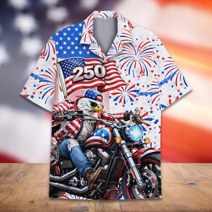 Front view of the eagle and american flag hawaiian shirt
