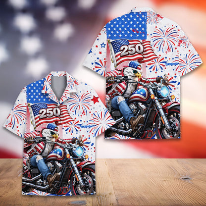 Close-up front view of the patriotic eagle pattern on the shirt