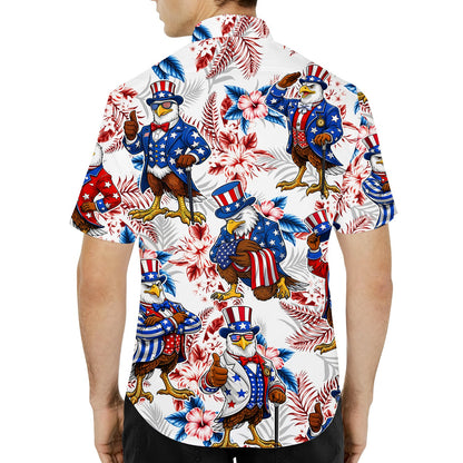 Third lifestyle view showing the patriotic hawaiian shirt during a summer celebration
