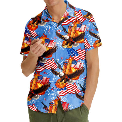 Third lifestyle view of the patriotic hawaiian shirt for families