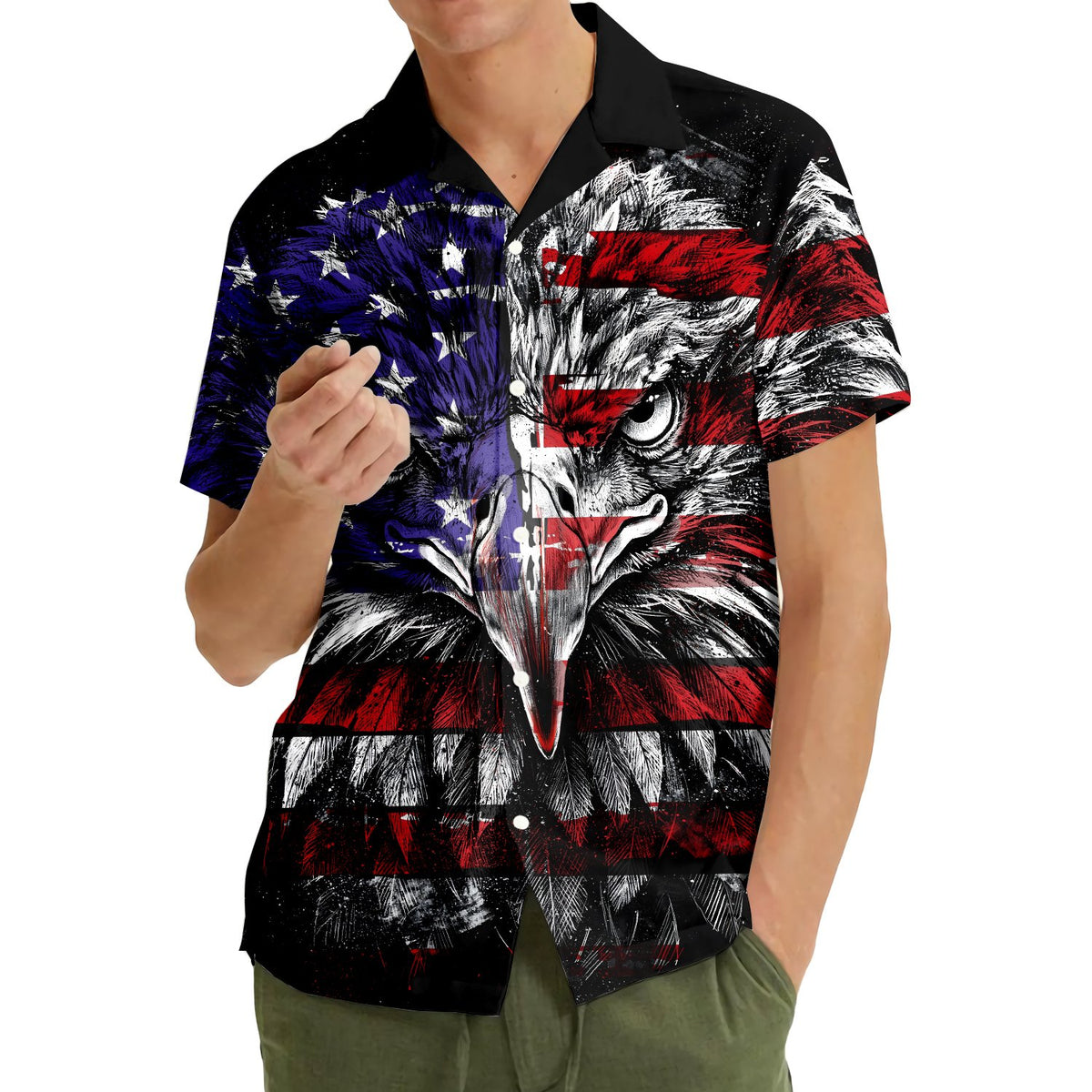 Sixth lifestyle view of the patriotic eagle shirt