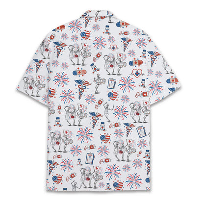 Back view of the patriotic nurse hawaiian shirt