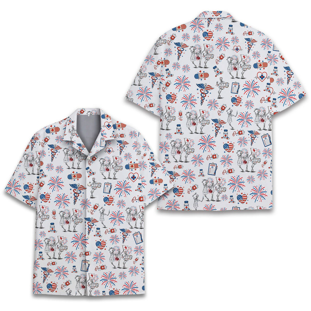 Close-up front view of the matching family hawaiian shirt