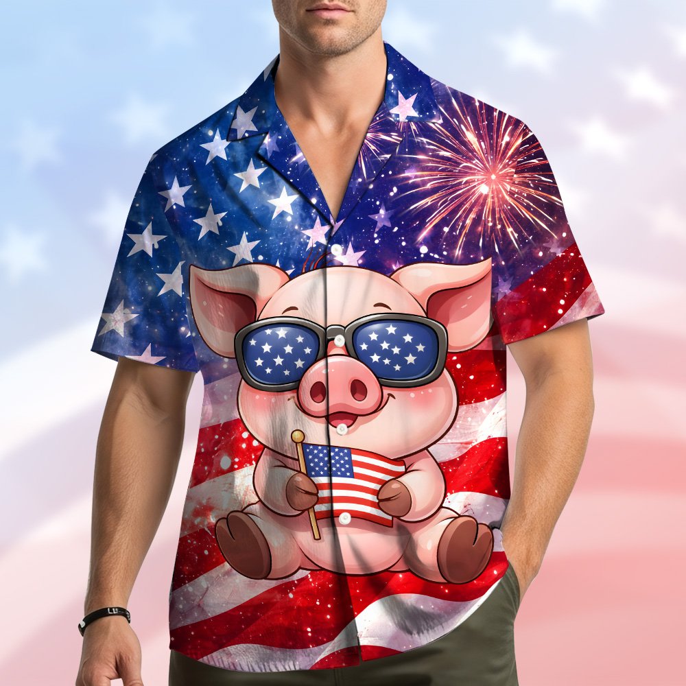 Second lifestyle view of the holiday hawaiian shirt outdoors