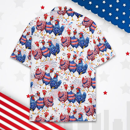 Styled back view of the fourth of july hawaiian shirt