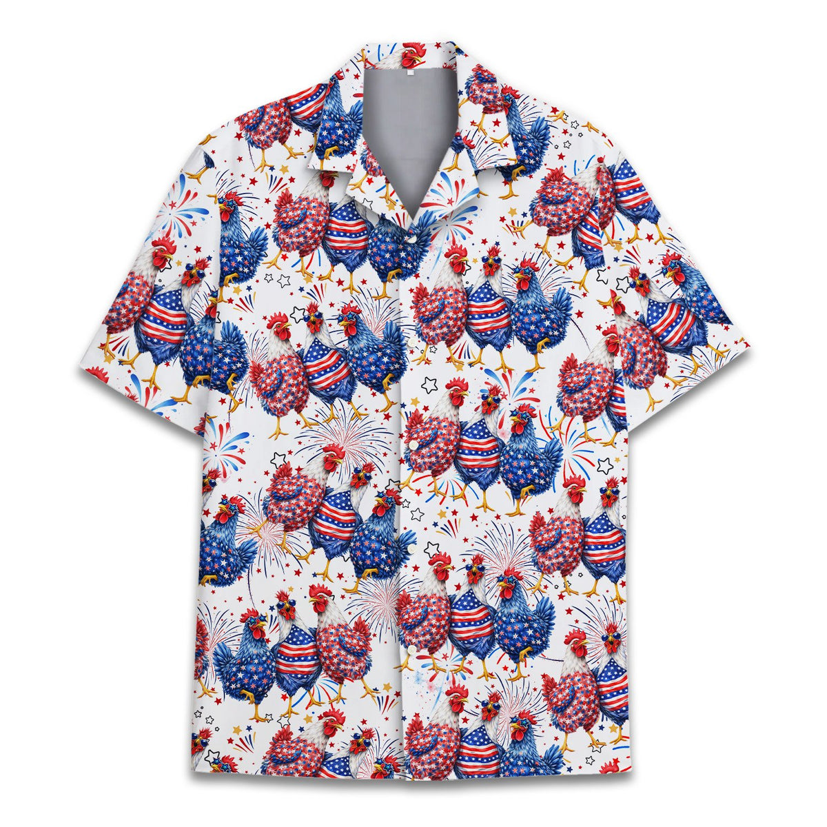 Styled front view of the matching family hawaiian shirts