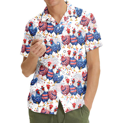 Patriotic rooster hawaiian shirt matching family front view