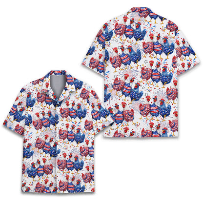 Additional detail view of the patriotic hawaiian shirt fabric