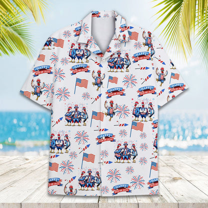 Family matching outfits patriotic hawaiian shirt, front view