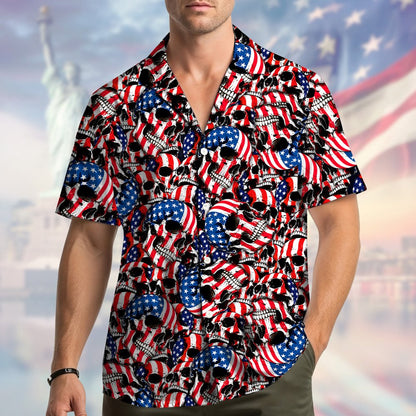 Close up front view of patriotic skull print
