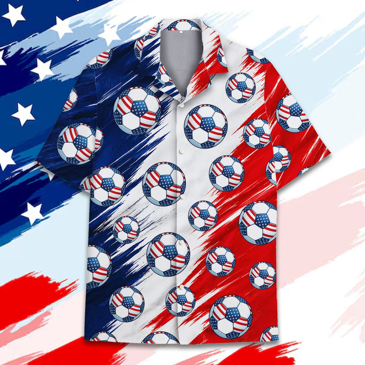 Front view highlighting the patriotic soccer ball pattern