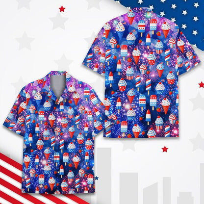 Close-up front view of the red, white, and blue popsicle design