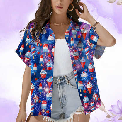 Detailed front view of the holiday hawaiian shirt