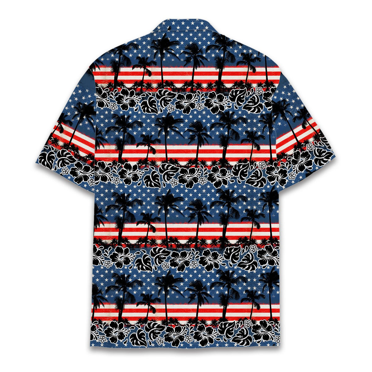 Patriotic tropical hawaiian shirt, back view