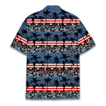 Patriotic tropical hawaiian shirt, back view