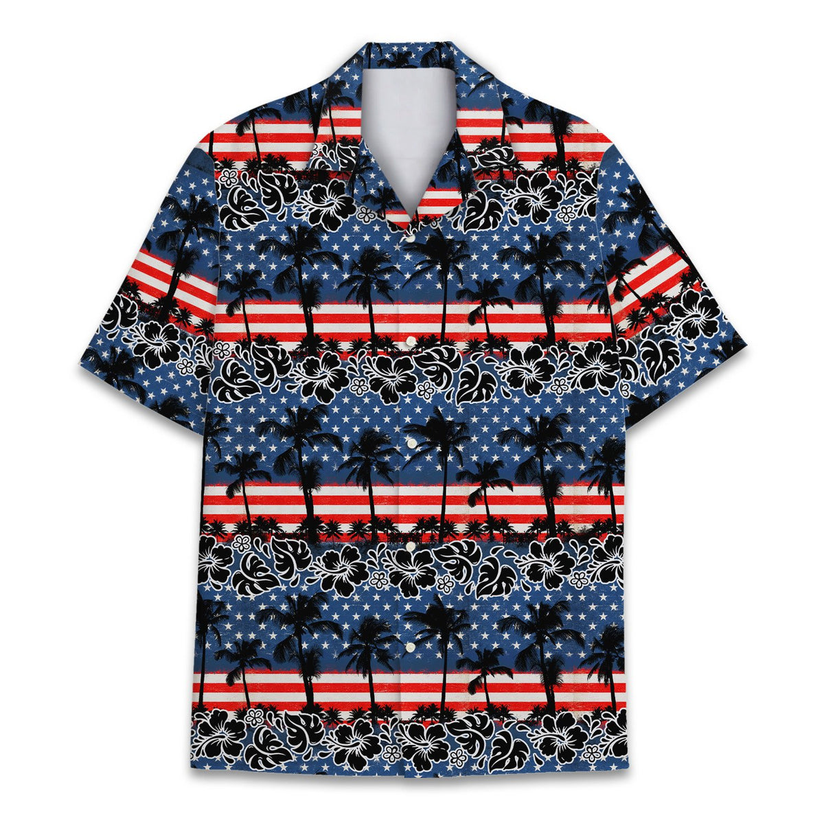 Patriotic tropical hawaiian shirt, alternate front view