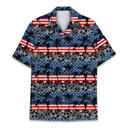 Patriotic tropical hawaiian shirt, alternate front view