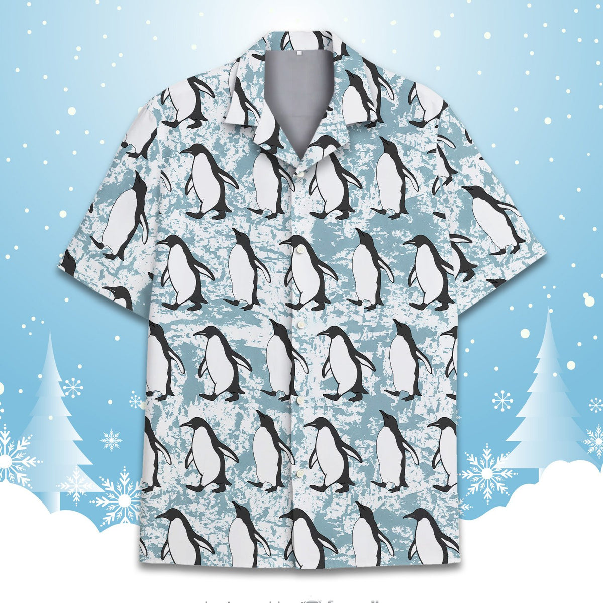 Detailed front view of the polyester matching family hawaiian shirt