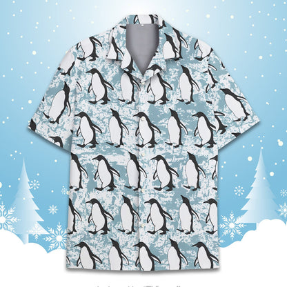 Detailed front view of the polyester matching family hawaiian shirt