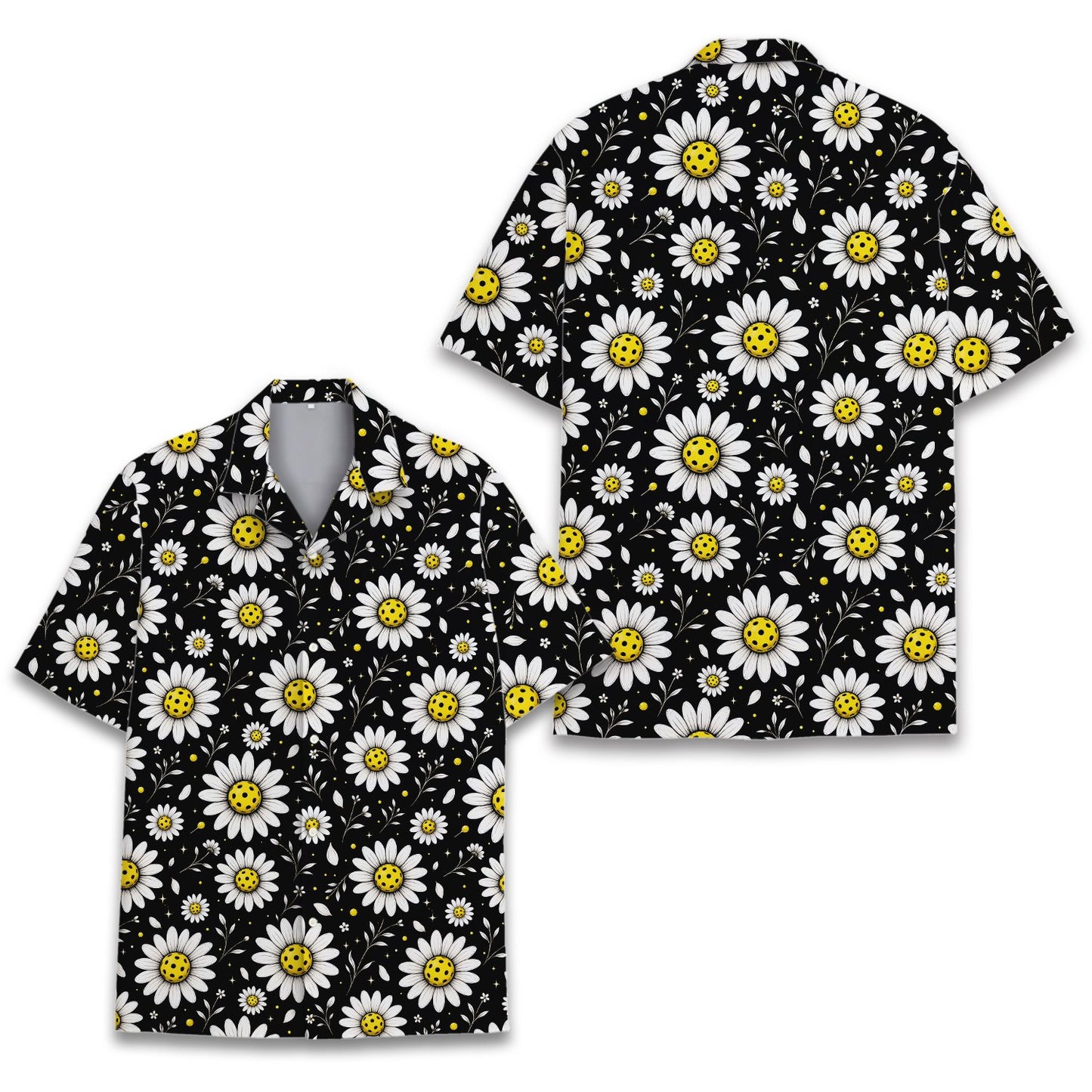 Additional detail view of the floral hawaiian shirt design