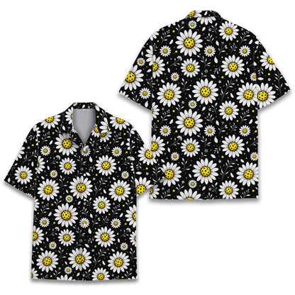 Additional detail view of the floral hawaiian shirt design
