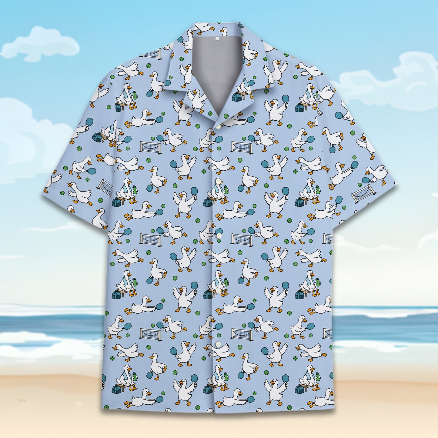 Another front angle of the matching family hawaiian shirt