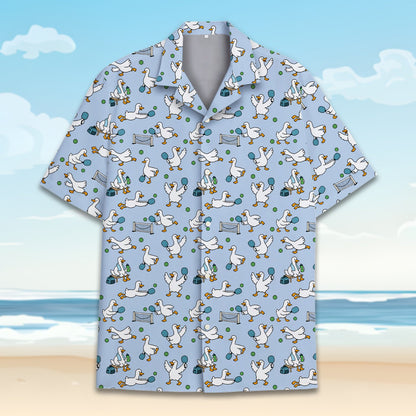Another front angle of the matching family hawaiian shirt