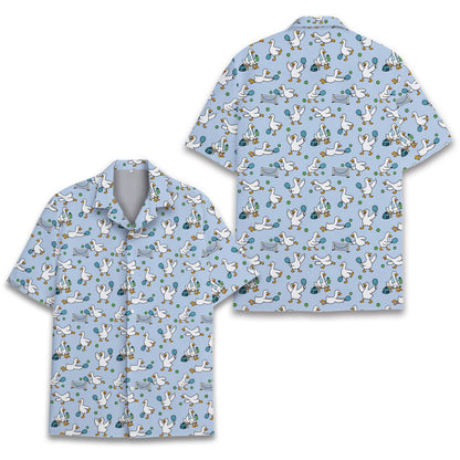 Front view of the pickleball duck hawaiian shirt