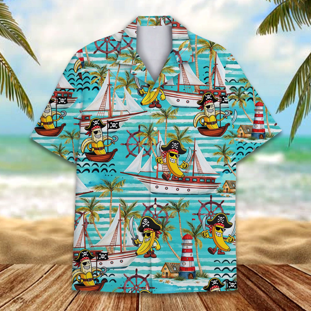 Alternate front view of the matching family hawaiian shirt