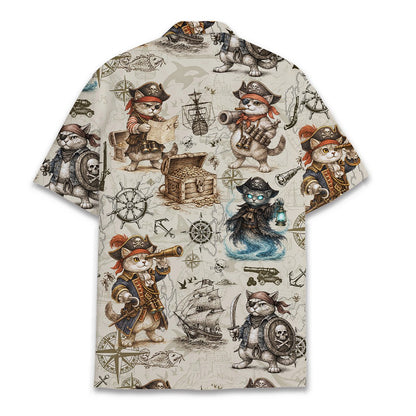 Alternate back view of the pirate theme matching family hawaiian shirt
