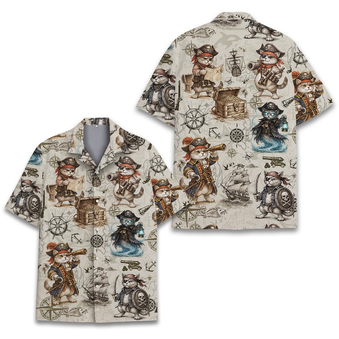 Alternate front view of the matching family hawaiian shirt