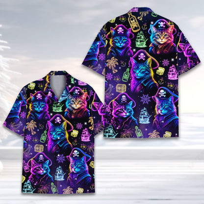 Alternate close up view of the hawaiian pirate shirt
