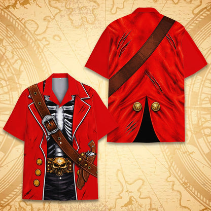 Another back angle of the unpersonalized pirate hawaiian shirt