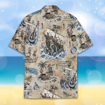 Full back view showcasing the all-over pirate theme design