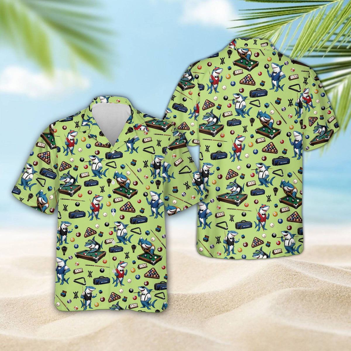 Another front view of the pool shark hawaiian shirt
