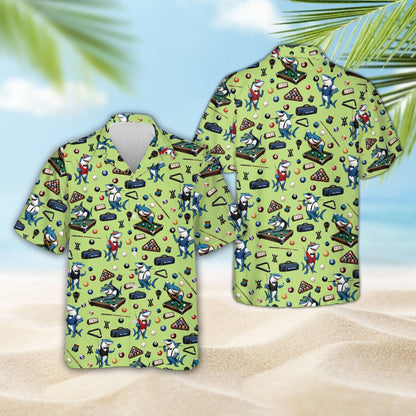 Another front view of the pool shark hawaiian shirt