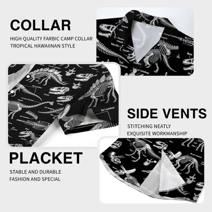 Styled view of the black prehistoric hawaiian shirt