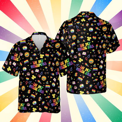 Multicolor pride hawaiian shirt front view on black background
