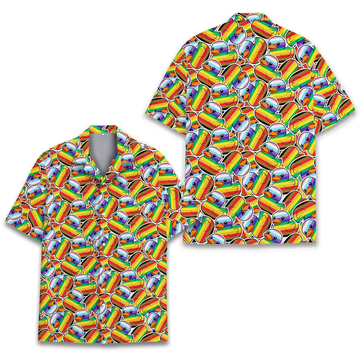Third front view highlighting the button-down style of the matching family hawaiian shirt