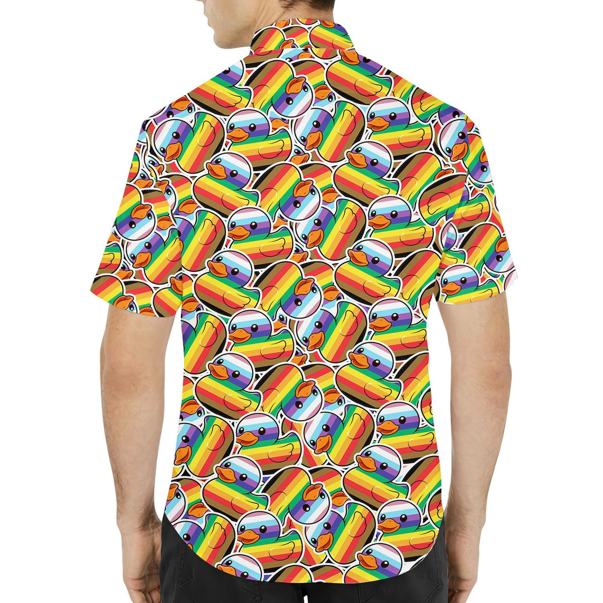Second lifestyle image featuring the vibrant matching hawaiian shirts family style
