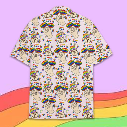 Second front view of the lgbtq hawaiian shirt